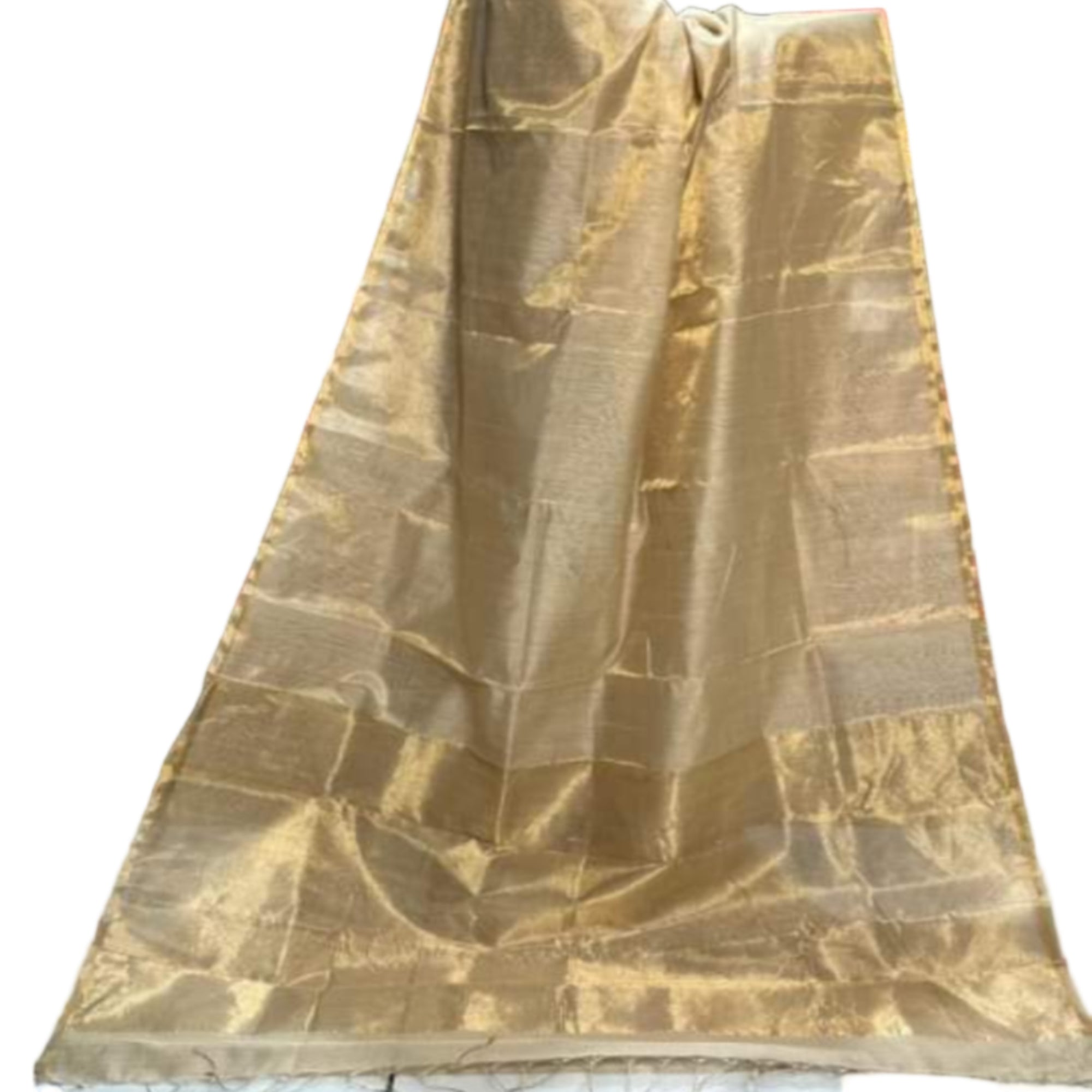 “Maheshwari tissue silk saree golden zari pallu, lightweight traditional Indian handloom wear”