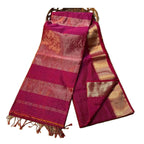 Designer Maheshwari Silk by Cotton Saree Rani Shade – Handmade in India