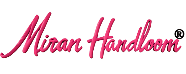 Pink 'Miran Handloom' maheshwari saree logo on a white background
